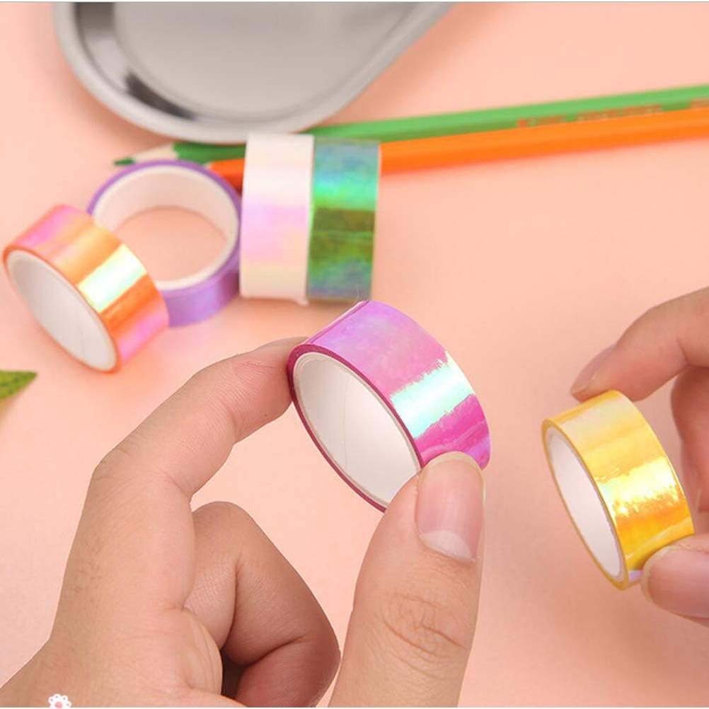 SYGA Pack of 3 Rainbow Laser Tape Stationery Hand Account Color Decoration Waterproof Tape Student Diy Hand(RED-PURPLE-BLUE)