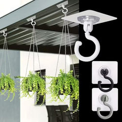 SHARUJA Heavy Duty 360° Rotating Self Adhesive Ceiling Hooks (Pack of 5) – No Drill, Waterproof Sticky Hooks for Hanging Plants, Wind Chimes, Lights & Mosquito Nets – Wall & Ceiling Mount Hooks (5)