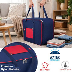 SNDIA 2 Pack 33L Transparent Clothes Storage Bags | Underbed Storage | Moisture Proof , Clothes Organizer for Lehengas, Dresses & Wardrobe Storage with Strong Zipper (RedBlack, 39x34x21cm)