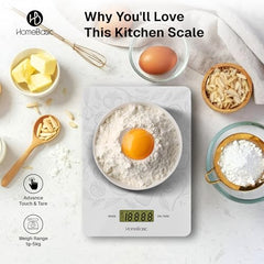 HomeBasic Digital Kitchen Weighing Scale 5kg | Food Weighing Machine, Weight Scale for Food, ±1g Accuracy, Multi-Units (g/oz/lb/ml), Tare Function, Waterproof Platform for Cooking, Baking & Diet