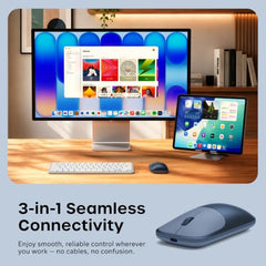 SATECHI Slim EX Wireless Mouse, Bluetooth & 2.4 GHz, Quiet Clicks, Silver