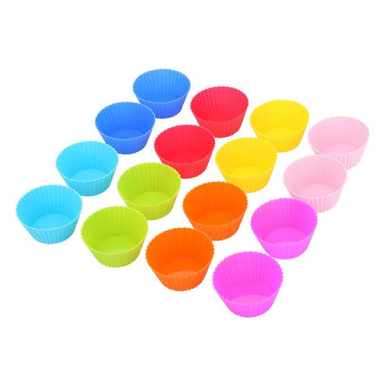 SYGA Set of 9 Round Shape Silicone Muffin Cups Handmade Soap Molds Biscuit Chocolate Ice Mould(Random Color)