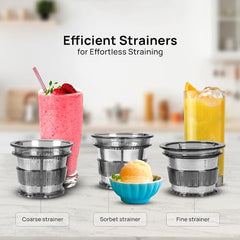 Wipro Vesta FS101 Cold press slow juicer|240 Watts 100% Copper DC motor for efficient juicing|All in one fruit & vegetable juicer|Nut milk and sorbet maker|76mm wide Chute|250ml Juicing bowl
