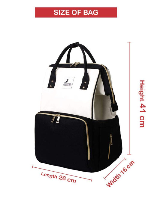 SYGA Diaper Bag Mother Bag Multi-Function Nappy Backpack Bag Organizer for Travel Diaper Bag (Black & Cream)