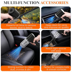 kitchen gizmo Portable 3-in-1 Car Vaccum Cleaner with Blower, USB Rechargeable, Black, Wireless Handheld Mini Design, Strong Suction, Washable HEPA Filter for Car, Home, Travel (Multi)