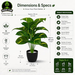 GARDEN GYANI Artificial Areca Palm Plant with Black Pot – 145 cm Tall Faux Tropical Decorative Plant with 35 Leaves for Home, Office & Living Room Décor