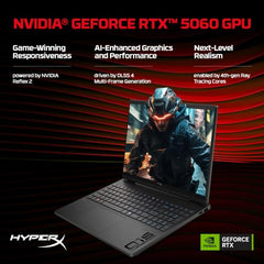 HP Smartchoice HyperX OMEN 15, AMD Ryzen 7 260, 8GB-RTX 5050, 24GB DDR5 (Upgradeable), 1TB SSD, 180Hz, 2.5K, 500 nits, 3ms RT, 15.3''/38.9cm, Win11, Office24, Black, 2.42kg, gb0038AX, AI Gaming Laptop