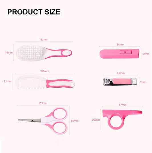 SYGA 6 Pcs Health Care Kit for Newborn Baby Kids Nail Hair Grooming Brush - Blue
