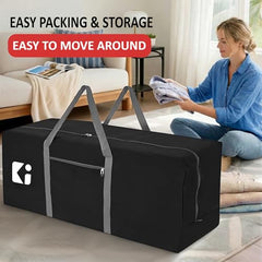 Kuber Industries 2 Pcs Blankets/Clothes Storage Bag | Heavy Duty Nylon 1680 Denier Underbed Storage Bag | Moving Bags with Strong Handle | Moisture Proof | Red & Blue