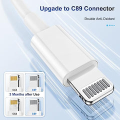 TUMABER 3 Pack MFi Certified iPhone Cable 3Ft, Lightning to USB Cord, 2.4A Fast Charging for iPhone 12/11/11Pro/11Max/X/Xs/Xr/Xs Max/8/7/6/5S/Se, White