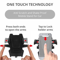 MOMISY Car Mount Adjustable Car Mobile Phone Holder Stand Universal Long Arm, for Dashboard & Windshield, 360° Rotational, Strong Suction Cup for Smartphones (Black)