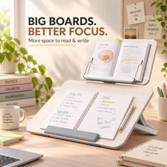 Sunchhaya Acrylic Book Stand for Reading – Clear Adjustable Book Holder with 360° Rotating Base, Foldable Reading Stand for Desk, Cookbook, Tablet & Laptop Stand, Height & Angle Adjustable (R22H)