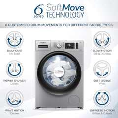 Whirlpool Smart Choice 9 Kg Steam Wash Technology 5 Star Inverter Front Load Fully Automatic Washing Machine with In-Built Heater (SUPREME CARE 9014-E, Midnight Grey, 100+ Tough Stains, 1400 RPM)