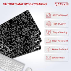 White Topographical XXL Gaming Deskmat 900x450mm – Extended Mousepad for PC