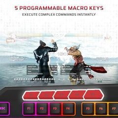 EvoFox Deathray v2 Pro Gaming Keyboard | Programmable Macro & Special Function Keys | 6 Zone RGB Backlighting | 19 Anti Ghosting Keys | Ergonomic Full Size Layout, Membrane Keys | Wired - Black