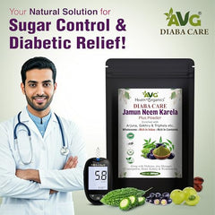 AVG Health Organics Diaba Care Karela Jamun Neem Powder 200g | Pack of 4 | Diabetes Control Ayurvedic Supplement with Arjuna, Gokhru & Triphala | Helps in Relieving Constipation | AYUSH & GMP Certified