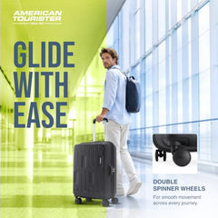 American Tourister 3PC PP Ivy 2.0-8 Wheel, Set (Small + Medium + Large) Hard Suitcase for Travel/Trolley Bag with Combination Lock & Smooth Sliding Double Wheel - Forest Green, 55 Cm, 68 Cm, 79 Cm