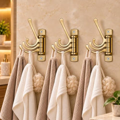 iSTAR Wall Hooks for Hanging | Flexible 4 Pin Hooks Bathroom Cloth Hanger Wall Hook Door Robe Hooks for Hanging Keys, Clothes, Towel (Rose Gold, Pack of 3)