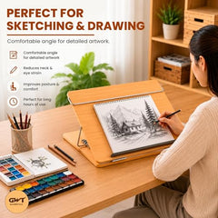 Premium Foldable Laptop Table with Adjustable Angle for Home, Study & Office Use (White, 15x21, Wooden)