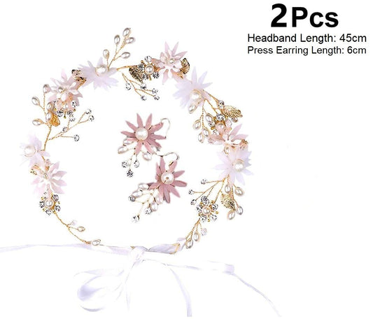 SYGA Bridal Hairband Earring Set Flower Pearl Hair Accessories For Women, Girls, and Kids Earring Dress Accessories For Wedding, Dance, Party, Events, Functions, Reception, Anniversary, Birthday