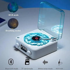 Aureo Vintage Bluetooth Speaker | The Waves Portable Player with Adjustable Lighting & Clock for Bedroom, Party, and Home (Blue)