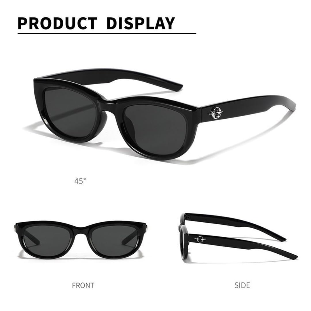 SYGA Style Retro Cat-Eye Sunglasses For Women, Anti-UV Sunglasses Women's Personality Glasses (Black)