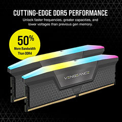 CORSAIR Vengeance RGB DDR5 RAM 64GB (2x32GB) 6000MHz CL40 AMD Expo iCUE Compatible Computer Memory - Gray (CMH64GX5M2B6000Z40)