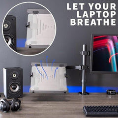 Monitor & Laptop Desk Arm Stand, Swivel & Tilt | Clamp and Grommet Installation