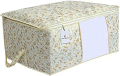 Kuber Industries Non-Woven Underbed Storage Bag|Clothes Storage Organizer|Blanket Cover With Clear Window|Zipper Closure&Handle Cloth Organizer|Plain White Border|Large|Pack Of 6|Royal Blue,32Cm,48Cm