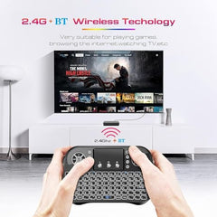 ETZIN Mini Wireless Keyboard,H20 with Touchpad, Colorful Backlit Small Wireless Keyb-oard,Full Size Touchpad, Handheld IR Remote Keyboard for Android TV Box Windows etc (EPL-600KM)