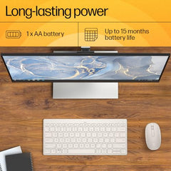 HP 240 Lunar White Bluetooth Mouse/Bluetooth® 5.1 connection/15 Month battery/1600 dpi Optical Sensor/Sleek and ambidextrous Design
