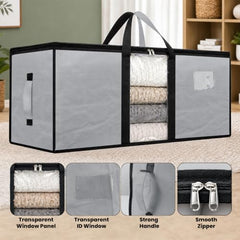 Storite Jumbo Super-Size 81 L Canvas Moisture Proof Heavy Duty Storage Bag | for Toys/Stationery/Blankets/Clothes/Moving Bags MultiPurpose With Strong Reinforced Handles Rectangular Cream (87x26x36 cm)