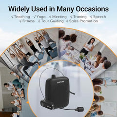 DIGIMORE 10W Voice Amplifier for Teachers w/Wired Headset Mic | 12Hrs Battery | BT 5.4 | in-Built Noise Reduction | Speaker for Tour Guides, Yoga, Announcements, Schools & Colleges (D-1200)