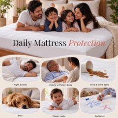 HOKIPO Premium Waterproof Mattress Protector Queen Size 78x60 inches| White | 100% waterproof, ultra soft, breathable & hypoallergenic, noiseless, elastic fitted | 6.5x5 feet