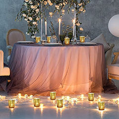 The Purple Tree Rose Gold Mercury Votive Tealight Candle Holders for Diwali and Christmas (Pack of 6) - Corporate Gifts, Home Decor, Decoration - Glass