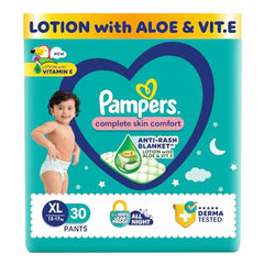 Pampers Complete Skin Comfort Pants, X-Large (XL), 168 Count, Anti-rash blanket, Lotion with Vitamin E & Aloe Vera, 12-17kg