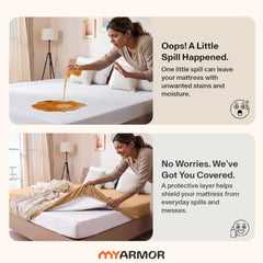 MY ARMOR Waterproof Mattress Protector King Size, 78x72, 6.5x6 feet, Double Bed Protector Sheet Cover, Breathable and Hypoallergenic Ultra Soft Fitted Terry Cotton Feel Fabric, Elastic Skirting, Grey