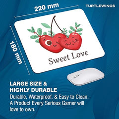TURTLEWINGS | Mousepad |Aesthetic Strawberry Mousepad – 22x18 cm, 3mm Thick | Abstract Design Non-Slip Rubber Base | Office, Study & Gaming Use | Premium Smooth Surface 2 (Design 08)