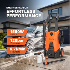 [2026 Enhanced Edition] IBELL WIND66 High Pressure Washer, 1550W Motor, 120 Bar Car Washer High Pressure Gun, 6.7 L/Min Flow, 5M Hose, Portable Pressure Washer for Car, Bike, Home & Outdoor Cleaning