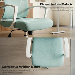 DROGO Comfortwing Premium Ergonomic Office Chair for Work from Home, High Back Computer Chair with Breathable Mesh, Armrest, Adjustable Seat, Rocking & Winged Back | Mesh Chair for Office (White/Blue)