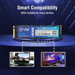 EVM Internal SSD Interface PCle Gen 3x4 Fast Performance, Ultra Low Power Consumption NVME PCIe SSD (EVMNV/256GB, Black, 256GB)