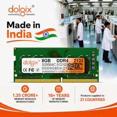Dolgix 8GB DDR4 Desktop RAM 2133MHz | Desktop-Memory| U-DIMM | Long-DIMM | PC4-17000 | 1Rx8 Single Rank | 3-Year Warranty- (Made in India)