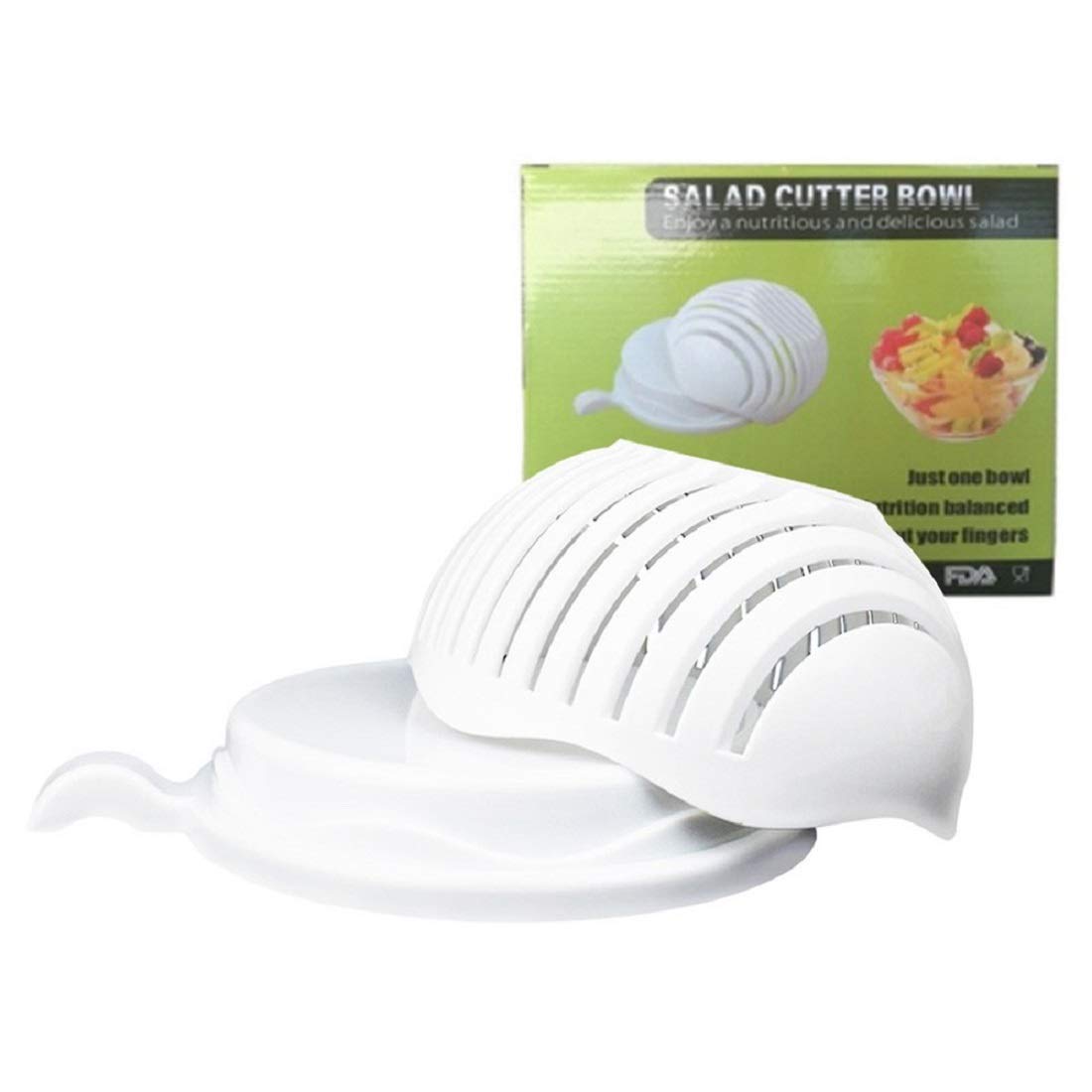 SYGA Plastic Fast Cutting of Vegetables, Fruits, Salad Chopper & Salad Cutter Bowl(White)