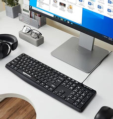 Amazon Basics Wired Keyboard with 104 Keys for Windows, Mac OS Computer
