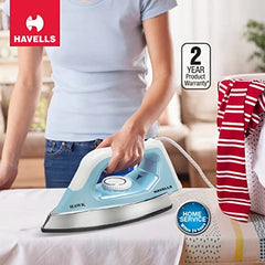Havells Blaze Dry Iron 2 KG Heavy Weight Dry Iron| 1250W| American Heritage Non-stick Coated Sole Plate For Smooth Gliding & Long Life| Aerodynamic Design| 2 Year Manufacturer Warranty (Black)