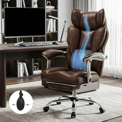 DROGO Emperium Office Chair for Work from Home 400LBS | Ergonomic Executive Boss Chair with PU Leather,High Back, Spacious Cushion Seat & Pumping Lumbar Support | Premium Metal Base & Footrest (White)