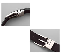 SYGA Men's PU Leather Belt, Casual Plain Pattern,122 cm Length, 3.3 cm Width (Black + Coffee)