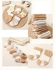 MOMISY 5 Pairs Tube Socks for children Toddlers Infant Baby Girl Boys (Cream, 0 Months to 6 Months)
