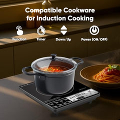 CADLEC CookFusion_5 2000W Induction Cooktop for Home & Kitchen | Powerful Performance, 7 Cooking Modes, LED Display, Auto Shut-Off & Overheat Protection | BIS Approved, 2-Year Warranty | Black