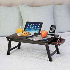 DDS Dream Decor Shoppee Wood Portable Multipurpose Laptop Table Adjustable Height with 1 Drawer (Black)